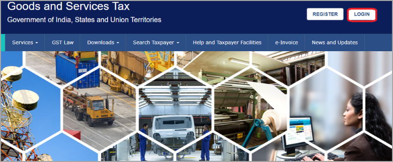 Home page of GST Official Website